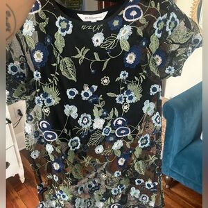 BCBGeneration top - half sheer with 3D style flowers